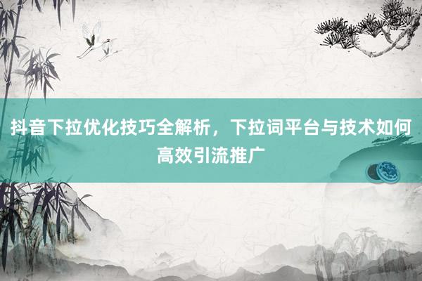 抖音下拉优化技巧全解析，下拉词平台与技术如何高效引流推广