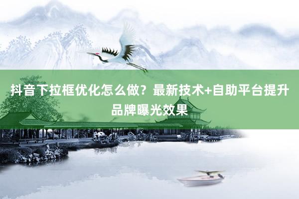 抖音下拉框优化怎么做？最新技术+自助平台提升品牌曝光效果