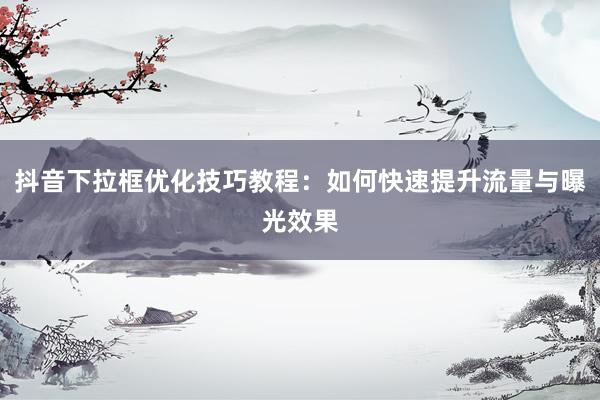 抖音下拉框优化技巧教程：如何快速提升流量与曝光效果