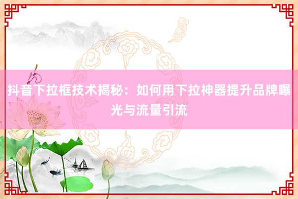 抖音下拉框技术揭秘：如何用下拉神器提升品牌曝光与流量引流