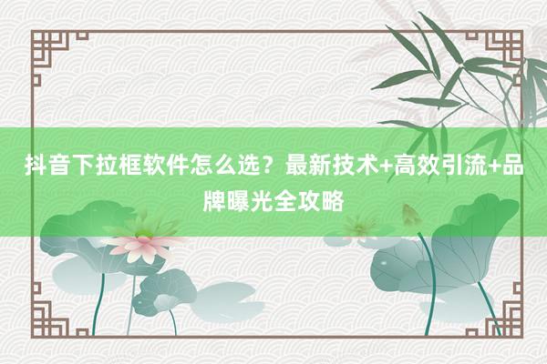 抖音下拉框软件怎么选？最新技术+高效引流+品牌曝光全攻略