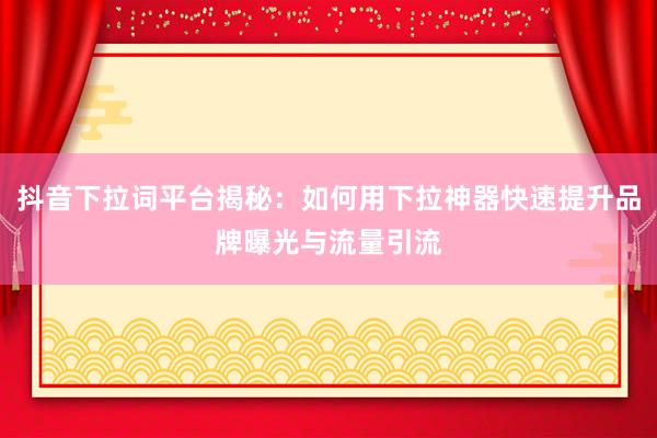 抖音下拉词平台揭秘：如何用下拉神器快速提升品牌曝光与流量引流