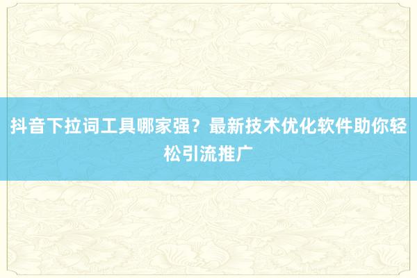 抖音下拉词工具哪家强？最新技术优化软件助你轻松引流推广