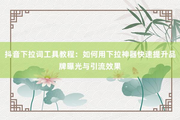抖音下拉词工具教程：如何用下拉神器快速提升品牌曝光与引流效果