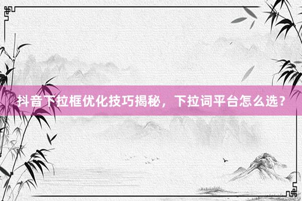 抖音下拉框优化技巧揭秘，下拉词平台怎么选？