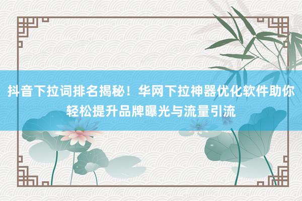 抖音下拉词排名揭秘！华网下拉神器优化软件助你轻松提升品牌曝光与流量引流