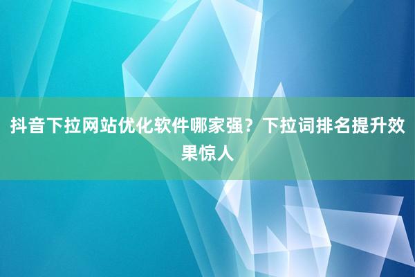 抖音下拉网站优化软件哪家强？下拉词排名提升效果惊人