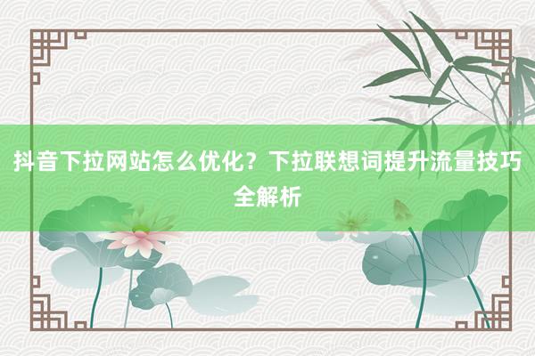 抖音下拉网站怎么优化？下拉联想词提升流量技巧全解析
