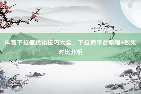 抖音下拉框优化技巧大全，下拉词平台教程+效果对比分析