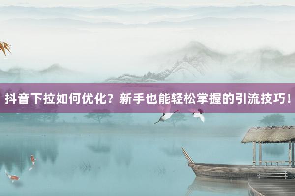 抖音下拉如何优化？新手也能轻松掌握的引流技巧！