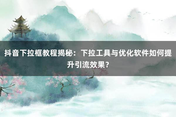 抖音下拉框教程揭秘：下拉工具与优化软件如何提升引流效果？