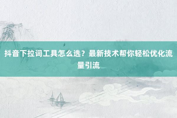 抖音下拉词工具怎么选？最新技术帮你轻松优化流量引流