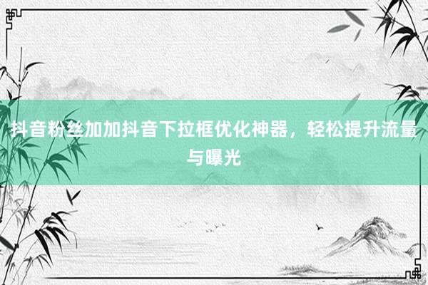抖音粉丝加加抖音下拉框优化神器，轻松提升流量与曝光