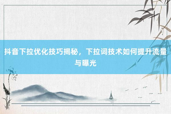 抖音下拉优化技巧揭秘，下拉词技术如何提升流量与曝光