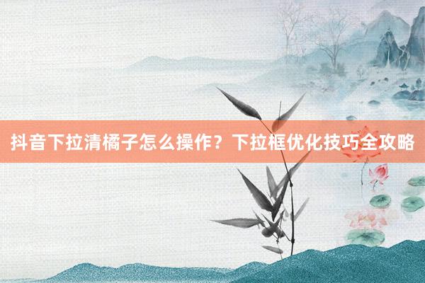 抖音下拉清橘子怎么操作？下拉框优化技巧全攻略